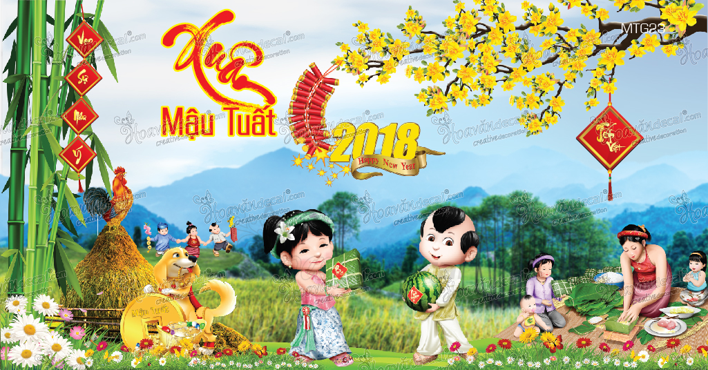 decal trang trí tết