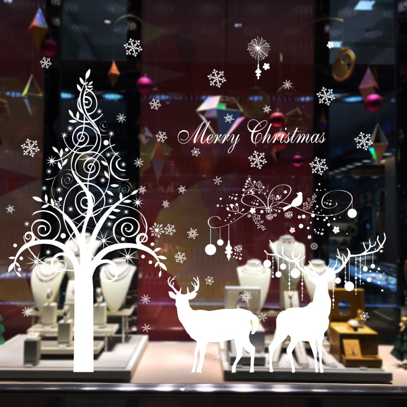 Cách trang trí Noel cho cửa kính quán café thêm đẹp