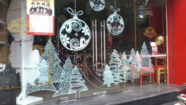 trang trí kính noel