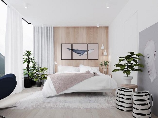 thiết kế nội thất phòng ngủ màu trắng