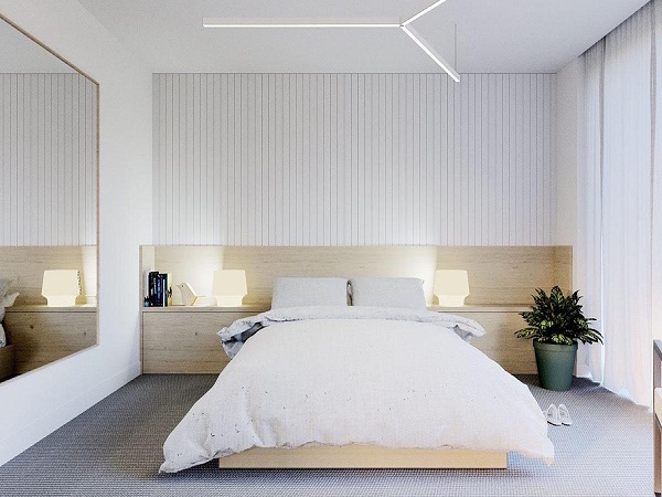 Thiết kế nội thất phòng ngủ màu trắng cho vợ chồng 