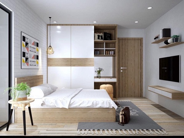 Thiết kế nội thất phòng ngủ màu trắng cho vợ chồng