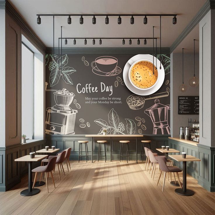 Decal dán tường quán cafe