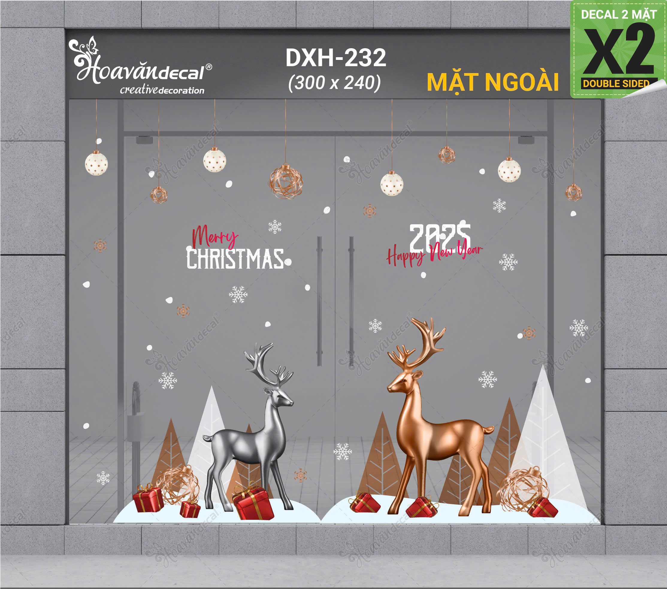 decal trang trí noel 2 mặt